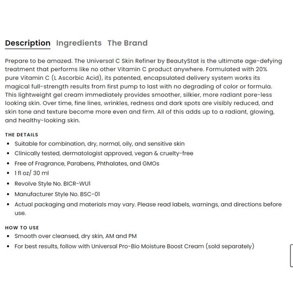 BeautyStat Cosmetics Universal C Skin Refiner New in Box - Picture 4 of 5
